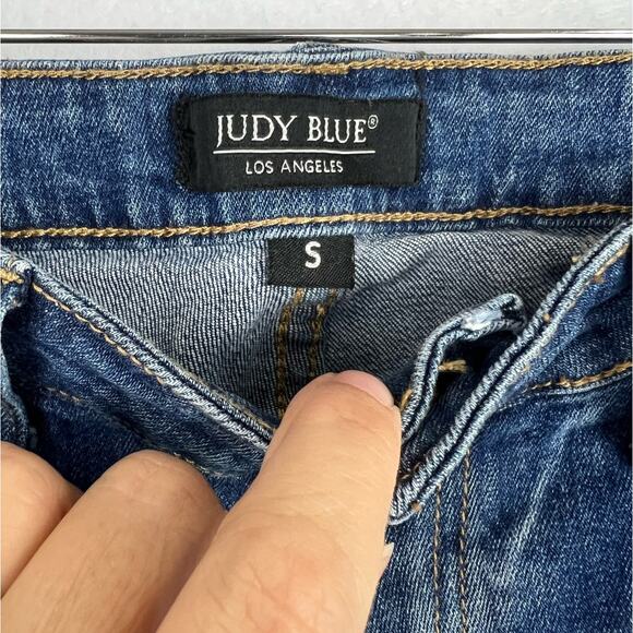 EUC Judy Blue Denim Jean Shorts Women S High Waist Distressed Cuffed - Picture 4 of 9